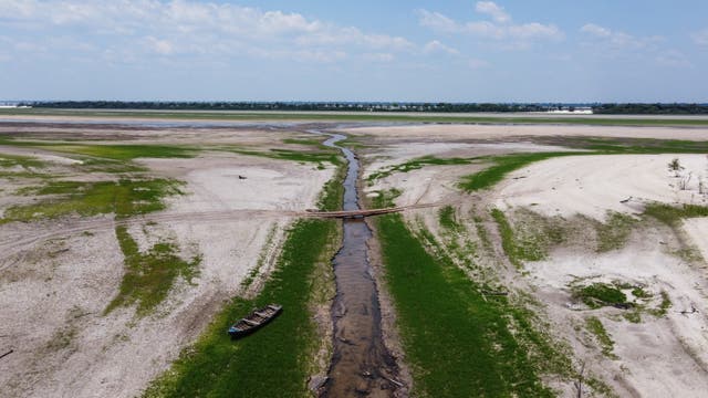 Ausgetrockneter Rio Negro während der Dürre im Oktober 2023