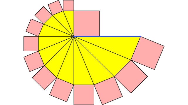 Dreiecksschnecke mit Quadraten