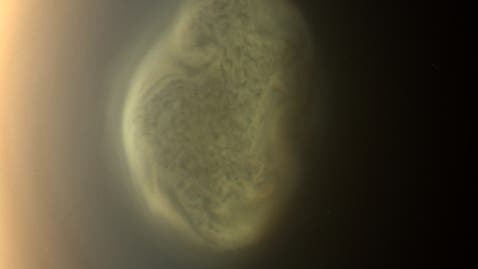 Ein Wolkenwirbel am Südpol von Titan