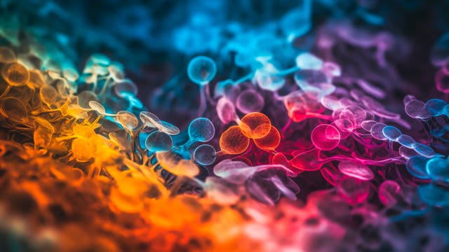 Illustration von Krebszellen in kräftigen Farben