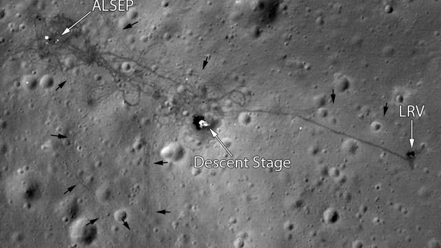 Landestelle von Apollo 15 im Blick von LRO