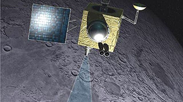 Chandrayaan-1 in der Mondumlaufbahn (Gemälde)