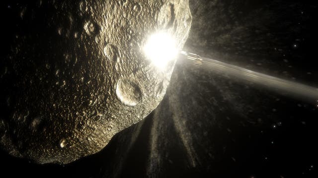 Impaktor beschießt Asteroid