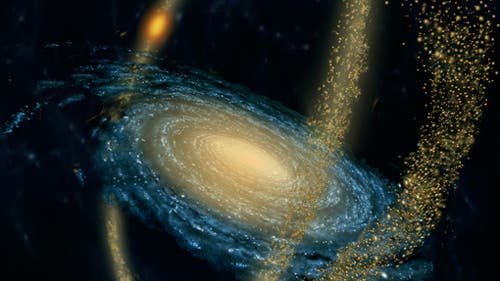 Spiralgalaxie frisst Zwerggalaxie