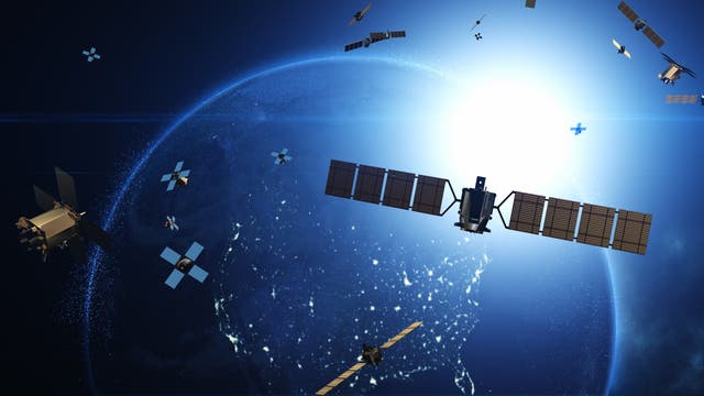Illustration von Satelliten im Erdorbit