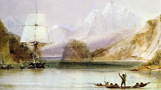 Die H.M.S. Beagle bei der Passage von Feuerland