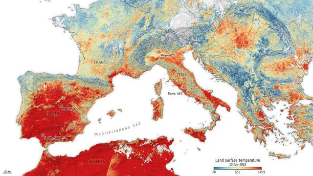 Prognostizierte Temperaturen in Europa Mitte Juli