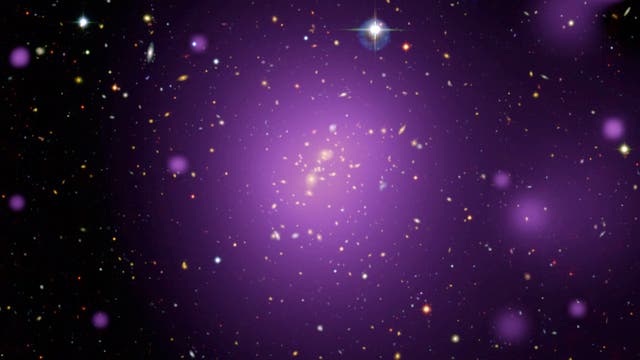 Heißes Gas in Galaxienhaufen (lila)