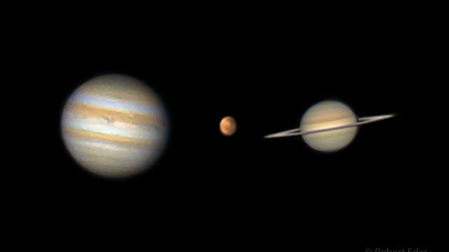 Die Planeten Jupiter, Mars und Saturn