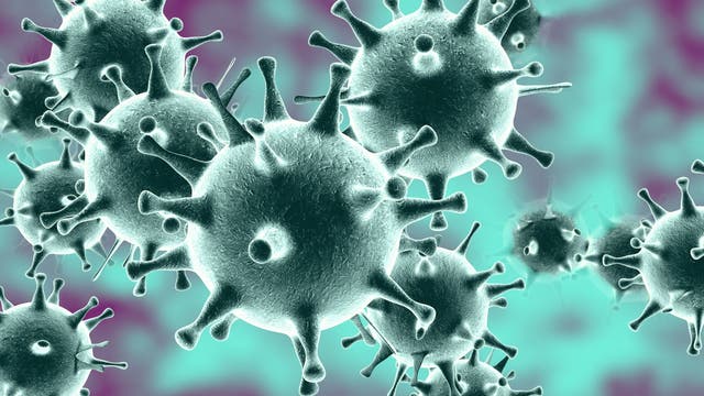Farbige fotorealistische Illustration eines MERS-Coronavirus