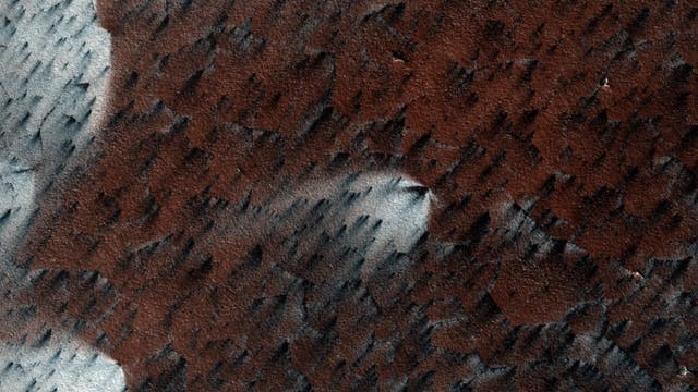 Vom Wind geschaffene Strukturen am Südpol des Mars