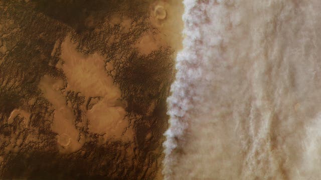 Ein Staubsturm auf der Mars-Nordhalbkugel