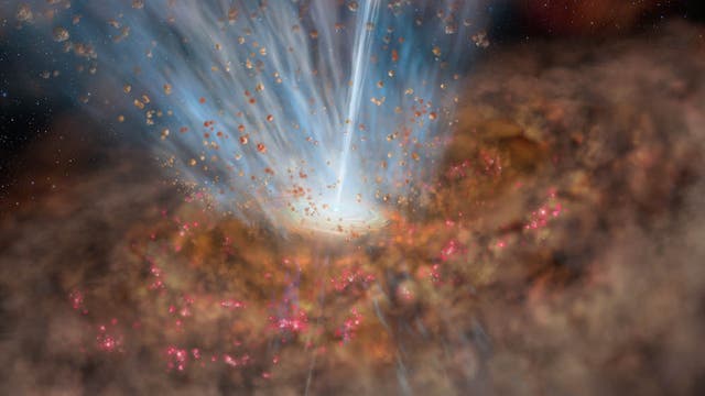 Ein Quasar schleudert Materie ins All