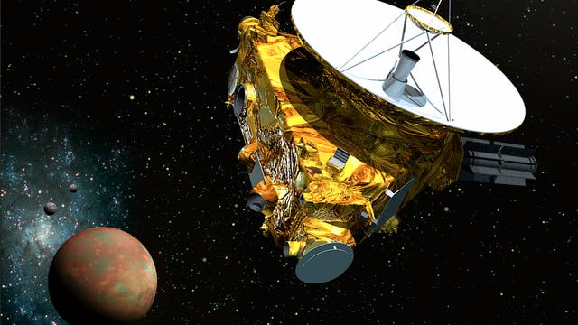 Künstlerische Darstellung der Sonde New Horizon vor Pluto