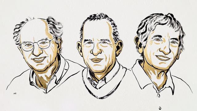 Eine künstlerische Illustration von drei Personen, die nebeneinander dargestellt sind. Die Zeichnung verwendet schwarze und goldene Linien, um die Gesichtszüge und Kleidung der Personen hervorzuheben. Die Personen blicken freundlich und direkt nach vorne. Die Illustration ist stilisiert und konzentriert sich auf die wesentlichen Merkmale der Gesichter.