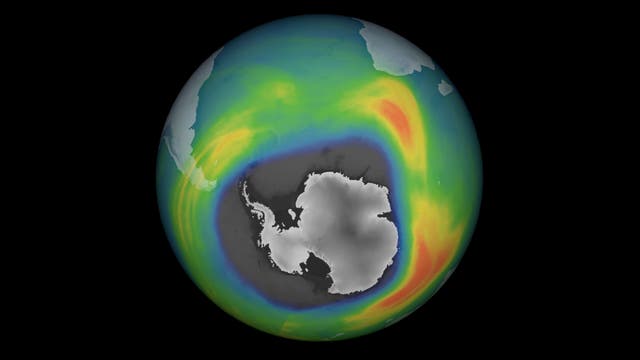 Satellitenbild vom Ozonloch über der Antarktis im Jahr 2023