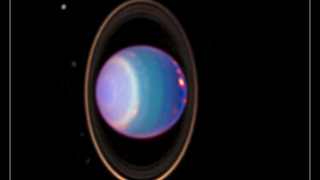 Infrarotaufnahme von Uranus und seinen Atmosphärenstrukturen
