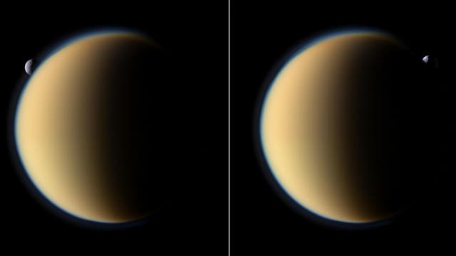 Saturnmonde Tethys und Titan