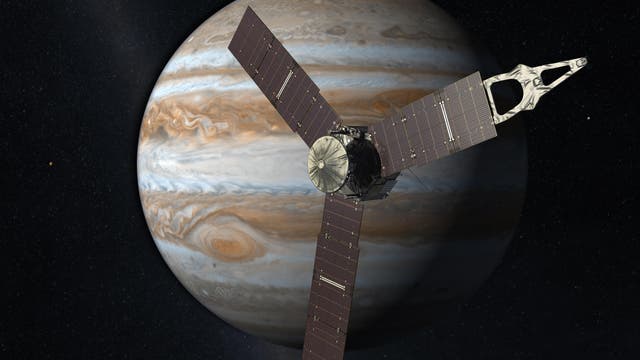 Raumsonde Juno umrundet Jupiter (künstlerische Darstellung)