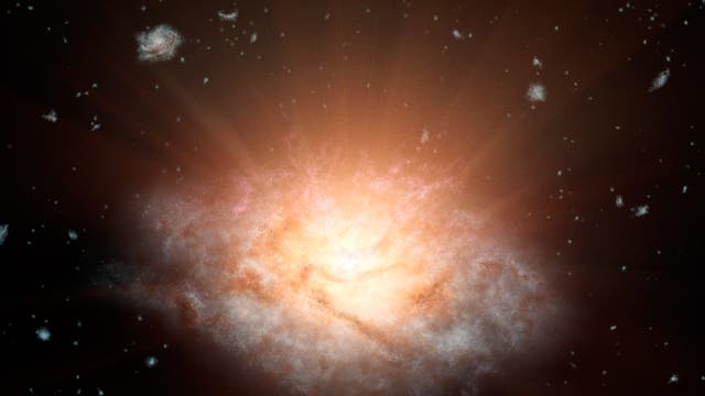 Die leuchtstarke Galaxie WISE J224607.57-052635.0 (künstlerische Darstellung)
