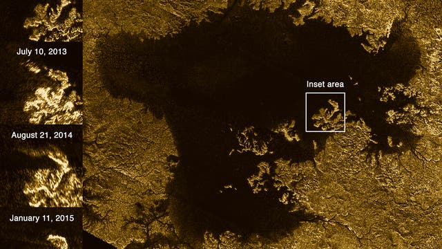 Übersichtsaufnahme von Ligeiea Mare auf Titan (Radarbild)