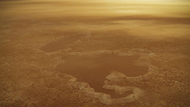 Künstlerische Darstellung der Seen an Titans Nordpol