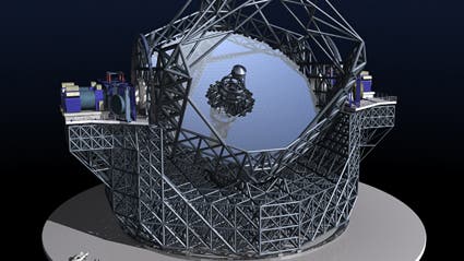 So könnte das europäische Riesenteleskop E-ELT im Jahre 2017 aussehen.