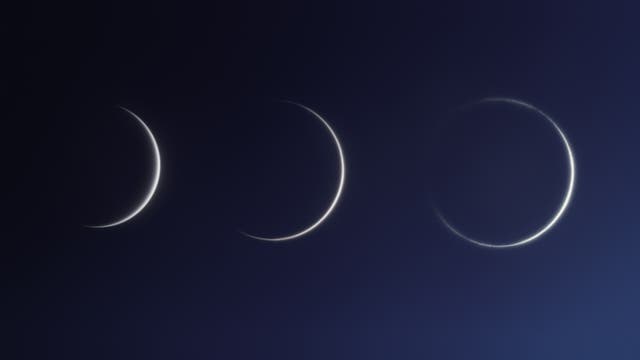 Venus als schmale Sichel und leuchtender Ring 