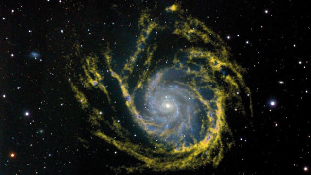 Galaxie Messier 101 und Verteilung des atomaren Wasserstoffs