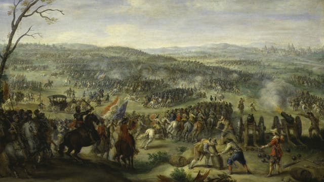 Zeitgenössisches Gemälder der Schlacht am Weißen Berg.