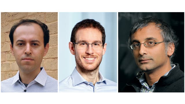 Drei der vier mit der Fields-Medaille 2018 ausgezeichneten Mathematiker (von links nach rechts): Caucher Bikar, Alessio Figalli und Akshay Venkatesh.