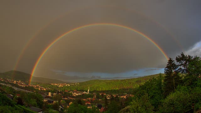 Doppelter Regenbogen über Freital