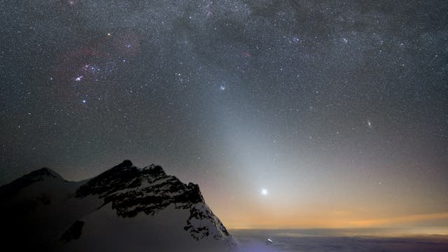 Zodiakallicht am Abend des 14. März 2015 über dem Jungfraujoch