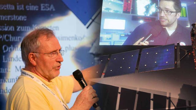 Gerhard Schwemm und Matthew Taylor, ehemaliger und neuer Project Scientist für Rosetta