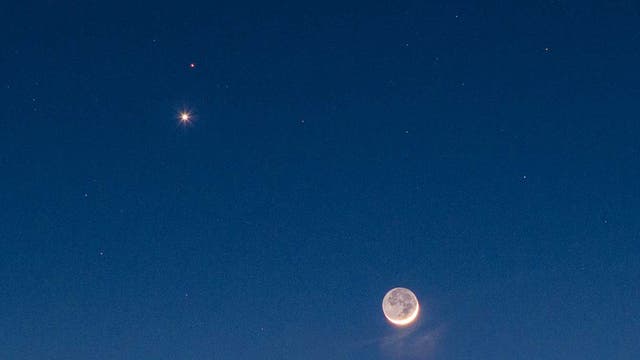 Venus, Mars und die junge Mondsichel
