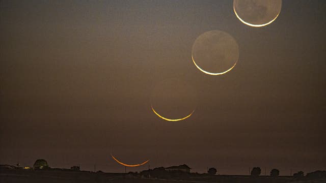 Am 24. Oktober 2022, einen Tag vor der partiellen Sonnenfinsternis über Europa, nahm Gianni Tumino die schmale Sichel des abnehmenden Mondes auf