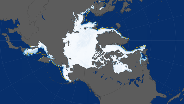 Eisbedeckung der Arktis im März 2017