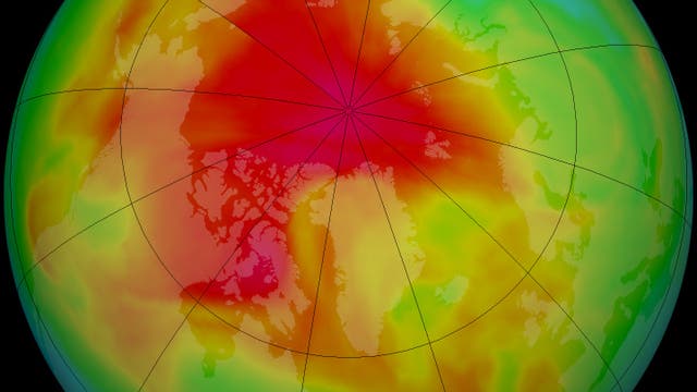 Ozonkonzentration über der Arktis