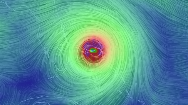 Der Sturm Dorian als Hurrikan der Kategorie 5 nach dem Landfall auf Grand Bahama Island.