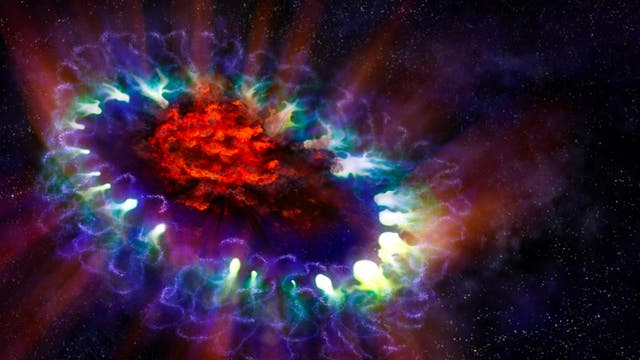 Eine künstlerische Darstellung der Supernova SN 1987A.