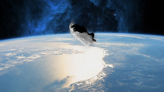 Künstlerische Darstellung eines Meteoriteneinschlags