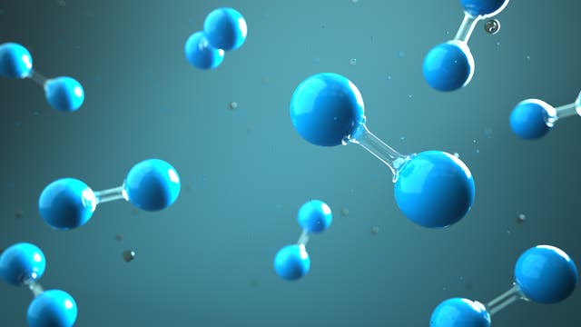 Stilisierte Wasserstoffmoleküle, Ball-und-Stab-Darstellung