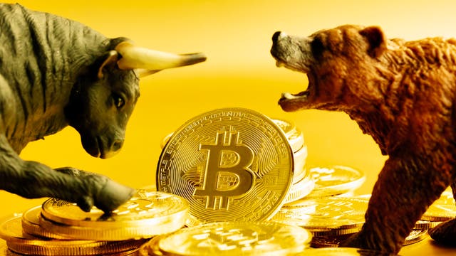 Bitcoin: Bulle und Bär kämpfen
