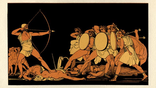 Odysseus tötet die Freier seiner Frau