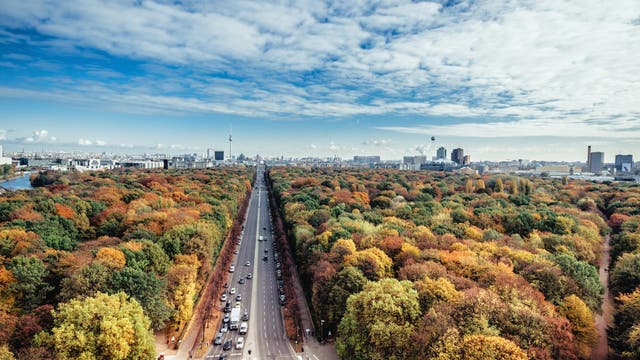 Berlin im Herbst, Blick von der Siegessäule Richtung Mitte