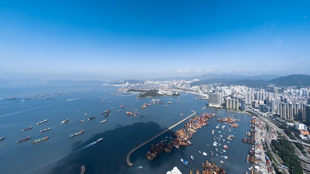 Blick über die Küste von Hongkong
