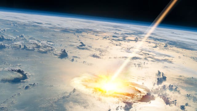 Künstlerische Darstellung eines Asteroideneinschlags.