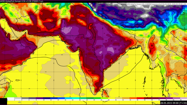 Hitzewelle in Indien - je pinker, desto heißer