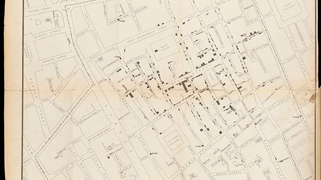 Eine Karte des Londoner Stadtteils Soho mit eingezeichneten Punkten