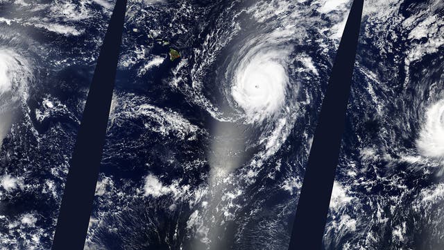 Die Hurrikane Kilo, Ignacio und Jimena im Infraroten